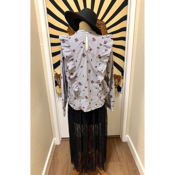 🌈Stylish flower & stripes top - Picture 4 of 6